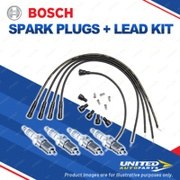 Bosch 4 Spark Plugs+Lead Kit for Ford Capri MK1 1.3L 1.6L I4 8V 69-73