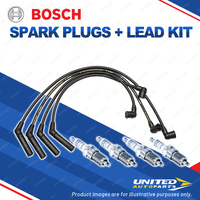 Bosch 4 Spark Plugs+Lead Kit for Mitsubishi Lancer CA CB 1.5L 4G15 I4 12V 88-92