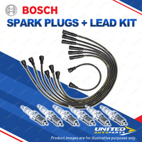 Bosch 6 Spark Plugs+Lead Kit for Toyota Cressida MX83R 36R Crown MS112R 63R 83R