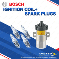 Bosch 4 Spark Plugs+Ignition Coil for Toyota Hilux RN60R 65R 66R Coaster RB20R