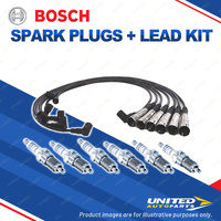 Bosch 6 Spark Plugs+Lead Kit for Mercedes Benz 280SE SEL W126 2.7L I6 81-86