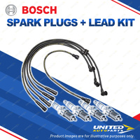 Bosch 4 Spark Plugs+Lead Kit for Mitsubishi Pajero NA NB NC ND NE NF NG NH Sigma