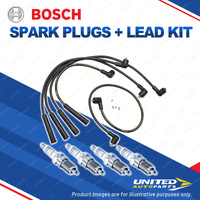 Bosch 4 Spark Plugs+Lead Kit for BMW 318i E21 1.8L M10B18B M10B18F I4 72KW 80-83