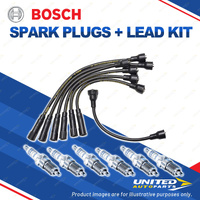 Bosch 6 Spark Plugs+Lead Kit for Holden Belmont Kingswood Monaro Panel Premier