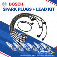 Bosch 6 Spark Plugs+Lead Kit for Ford Maverick DA KY60 WGY60 4.2L I6 125KW 88-93