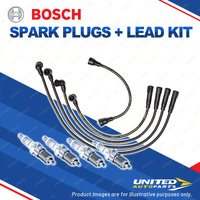 Bosch 4 Spark Plugs+Lead Kit for Ford Laser KC KE U#2R SANK U#8S UK9S I4 87-90