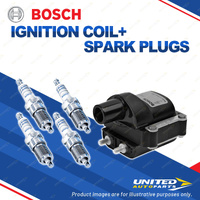 Bosch 4 Spark Plugs+Ignition Coil for Ford Telstar AR AS UG8H 2.0L I4 70KW 85-87