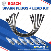 Bosch 6 Spark Plugs+Lead Kit for Ford Fairlane LTD AU1 4.0L I6 12V 98-00