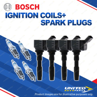 Bosch 4 Spark Plugs+4 Ignition Coils for Audi A1 8X A3 8V A4 B9 F4 Q3 8U I4 