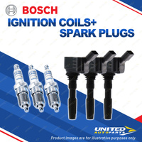 Bosch 3 Spark Plugs+3 Ignition Coils for Volkswagen Up AA 1.0L I3 12V 55KW 12-14