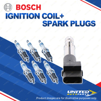 Bosch 6 Spark Plugs+Ignition Coil for Volkswagen Golf MK 4 5 Multivan Touareg V8