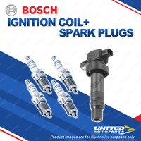 Bosch 4 Spark Plugs+Ignition Coil for Hyundai Accent RB i20 PB FD 1.6 1.4 I4