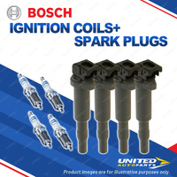 Bosch 4 Spark Plugs+4 Ignition Coils for BMW 320i 328i F30 F31 F34 520i 528i F10