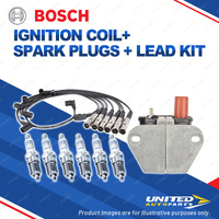 Bosch 6 Spark Plugs Coil Lead Kit for Mercedes Benz 190E W201 260E W124 300SE I6