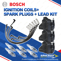 Bosch 6 Spark Plugs 3 Coil Lead Kit for Holden Commodore VX VU VY Calais Caprice