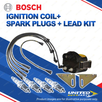 Bosch 4 Spark Plugs Coil Lead Kit for Mitsubishi Sigma GE 2.0L I4 64KW 77-80