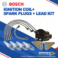 Bosch 4 Spark Plugs Coil Lead Kit for Ford Laser KC KE U#2R 1.3L I4 49KW 85-87