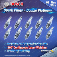 10 x Bosch Double Platinum Spark Plugs for Audi R8 423 429 422 4S 427 10Cyl