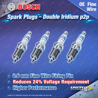 4 x Bosch Double Iridium p2p Spark Plugs for Honda CR-Z Hybrid ZF Jazz GE GG