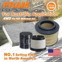 Fram 4WD Oil Air Fuel Cabin Filter Service Kit for Toyota Hilux KUN26 KUN16