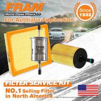 Fram Oil Air Fuel Filter Service Kit for Peugeot 206 XRS XT XTS 4cyl 1.6L Petrol