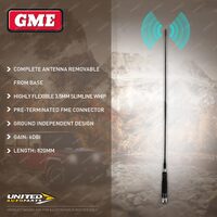 GME 820mm 6DBI Gain UHF CB Antenna - Highly Flexible Slimline Design AE-SS4016