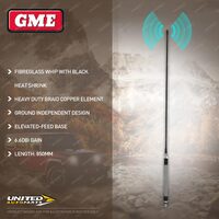 GME 850mm 6.6DBI Elevated-Feed Antenna - Fibreglass Whip with Black Heat Shrink