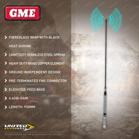 GME 930mm 6.6DBI Elevated-Feed Antenna - Light Duty Stainless Steel Spring