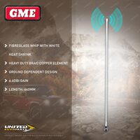 GME 640mm Antenna Whip (6.6DBI Gain) - Fibreglass Whip with White Heat Shrink