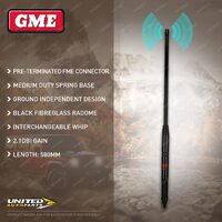 GME 580mm 2.1DBI Gain UHF CB Antenna with Black Fibreglass Radome AE-SS4701B