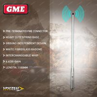 GME 1100mm 6.6DBI Gain UHF CB Antenna - White Fibreglass Radome AE-SS4703