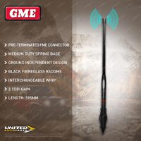 GME 595mm 2.1DBI Gain Medium Duty Fibreglass Radome Antenna Spring - Black