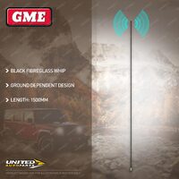 GME 1500mm Black Fibreglass AM / FM Antenna Inc Whip Base Cable AEM-SS2