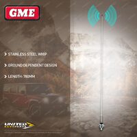 GME 780mm Stainless Steel AM/FM Antenna Inc Whip Base Cable AEM-SS4