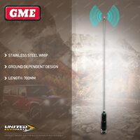 GME 700mm AM/FM Stainless Steel Antenna Inc Whip Base Cable AEM-SS6