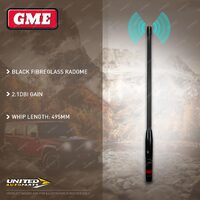 GME 495mm 2.1DBI Gain Black Antenna Whip Suit AS-SS001B 580mm UHF CB Antenna