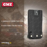 GME 2600Mah Li-Ion Battery Pack - Suit Radio TX-SS685 / TX-SS6150 / TX-SS6155