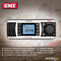 GME Bluetooth AM / FM Marine Stereo with Front-facing Speaker - White