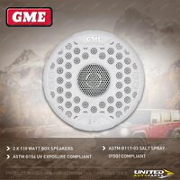 2x GME 110 Watt IP54 Marine Flush Mount Speakers with Grilles - White