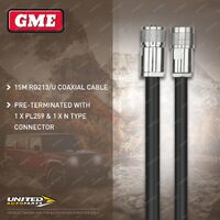 GME 15M RG213/U Coaxial Cable pre-terminated with PL-SS259 & N Type Connector