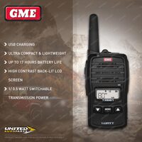 GME 1 Watt UHF CB Handheld Radio Kit with USB Charging - Twin Pack TX-SS667TP