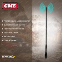 GME 1060mm Black Fibreglass Radome AM/FM Antenna with Medium Duty Spring Base