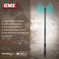 GME 1200mm Heavy Duty UHF CB Radio Antenna 6.6dBi Gain - Black Radome