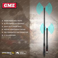 GME Heavy Duty All Terrain UHF CB Radio Antenna Pack 2.1 & 6.6dBi Gain - Black