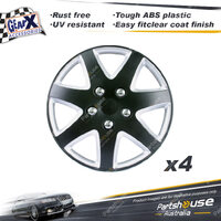 4 pieces of GearX Wheel Covers 13" Boiga Matt Black and Silver Automative Parts