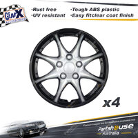 4 pcs of GearX Wheel Covers 14" Notechis Ice Black and Silver Automative Parts