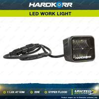 Hardkorr 20W LED Work Light Hyper Flood 1 Lux @ 83M IP67 Waterproof Camping