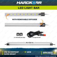 Hardkorr 48cm White LED Light Bar Kit with Cig Plug Diffuser IP68 Waterproof