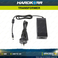 Hardkorr 60W 5A 240V to 12V Transformer - Max Output 12V DC 5.0A 60W