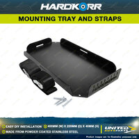 Hardkorr Mounting Tray and Straps - Dimensions 400mm x 220mm x 45mm